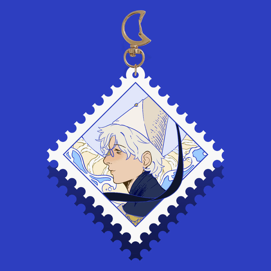 Wooden duo keychain of Qifrey from Witch Hat Atelier (fan merch)