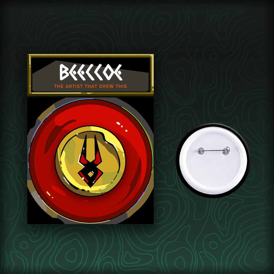 button pin of obohl from Hades (fan merch)